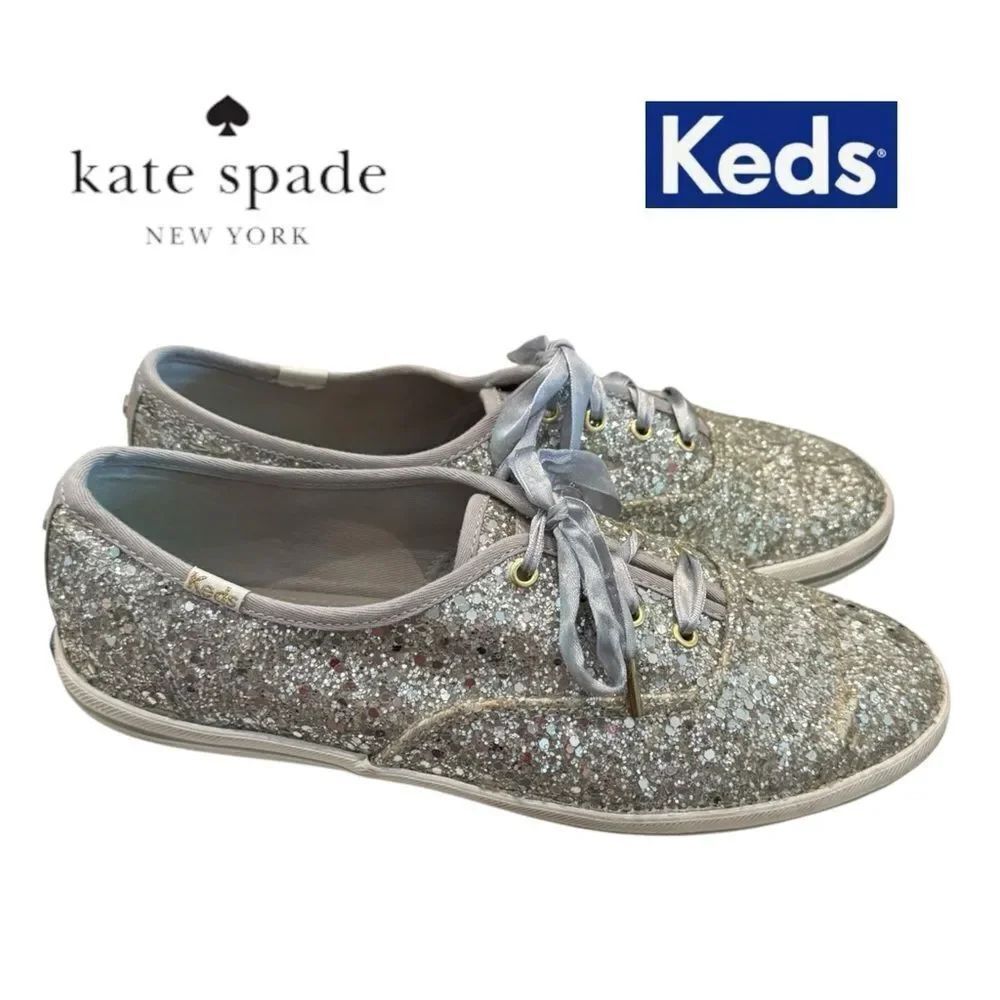 Keds x Kate Spade Collab Women’s Silver Glitter Sneakers 7.5